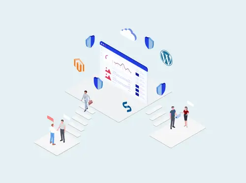 Illustration of WordPress Support and Maintenance UK with icons